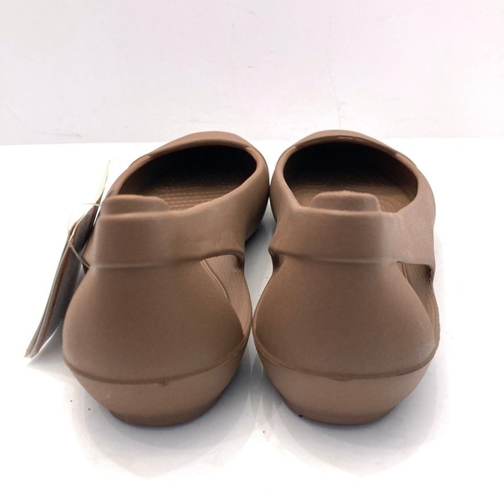 Crocs Sienna Flats Brown Tan Ballet Womens 9 NWT Cut Out Synthetic Comfort - Picture 5 of 7
